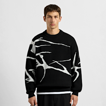 Burocs, Jacquard Knit Sweater, black