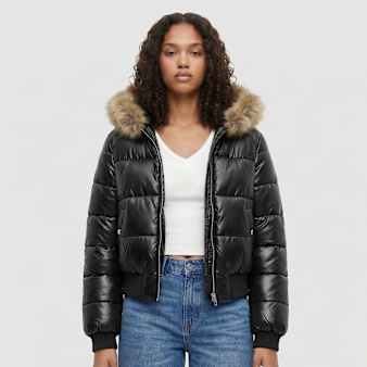 Urban Classics, Bomber Fake Fur Hooded Jacket, black
