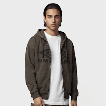 Umbro, Washed Zip Through Hoodie, brown