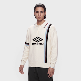 Umbro, Longsleeve Knitted Football Polo, beige