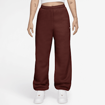 Nike, Studio Fleece Mid Weight High Rise Oversized Cuff Pant, Red
