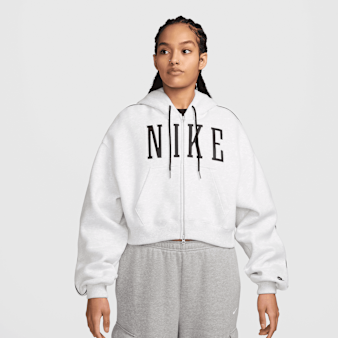 Nike, Studio Fleece Medium Weight Oversized Crop Full-Zip, grey