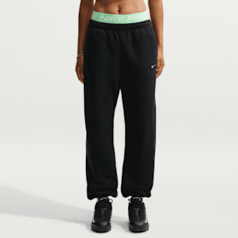 Nike, Studio Fleece Medium Weight High-Rise Oversized Cuffed Pants, black