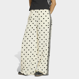 adidas Originals, Satin Polka Dots Wide Leg Pants, beige