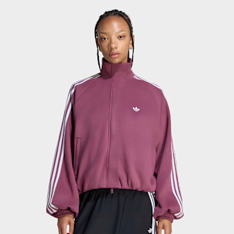 adidas Originals, Faux Suede Track Top, Red