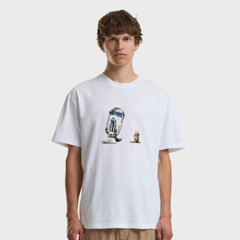 Mister Tee, Star Wars Mandalorian R2D2 Grogu Loose Tee, white