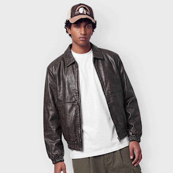 Karl Kani, Kani Cursive Pu Leather Coach Jacket, brown