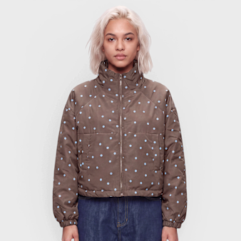 Decibel, Polka Dot Funnel Neck Jacket, brown