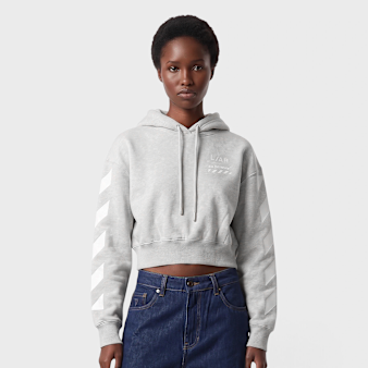 Off-White, crop hoodie med grey heather, grey