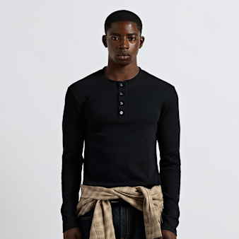 Burocs, Rib Henley Longsleeve, black