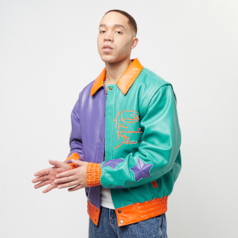 Karl Kani, Metal Plate Block Leather College Jacket, multi-colour