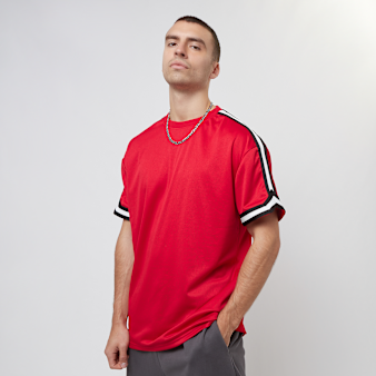 Urban Classics, Oversized Stripes Mesh Tee, red