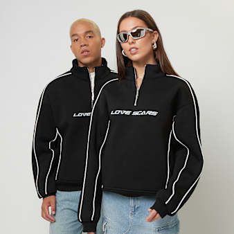 Love Scars, Piping Half Zip Sweater, black