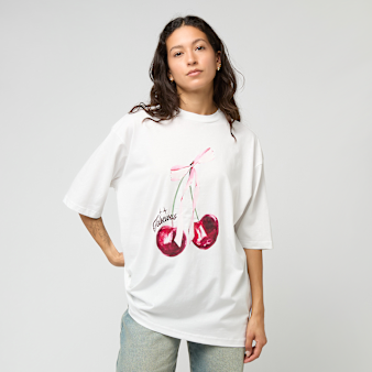 Felicious, Cherry Oversize Tee, white