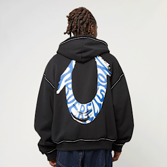 True Religion, HS PAINT CINCHED BIG T ZIP UP JET BLACK, black
