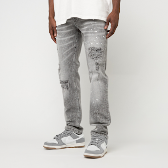 2Y STUDIOS, VICTOR RIPPED SLIM FIT JEANS Washed Grey, grey