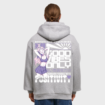 Mister Tee, Manga Girl Fluffy Hoody heathergrey, grey