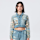 Smoke Rise, Cropped Tapestry Denim Jacket, blue